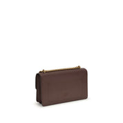 PINKO Brown Calf Leather Bos Taurus Shoulder Bag