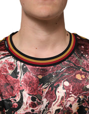 Dolce & Gabbana Multicolor Polyester Marble Print Oversize T-shirt