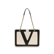 Valentino Garavani Cream Calf Leather Bos Taurus Shoulder Bag