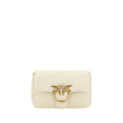 PINKO White Calf Leather Bos Taurus Shoulder Bag