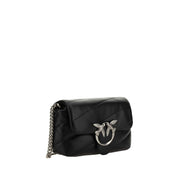 PINKO Black Calf Leather Bos Taurus Shoulder Bag