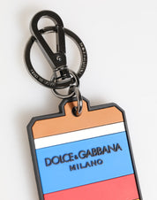 Dolce & Gabbana Multicolor DG Rubber Logo Silver Men's Keychain Keyring
