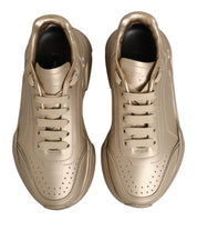 Dolce & Gabbana Gold Leather Daymaster Women Sneaker Shoes