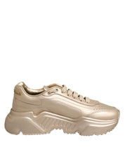 Dolce & Gabbana Gold Leather Daymaster Women Sneaker Shoes