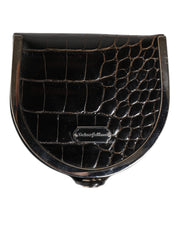 Dolce & Gabbana Black Polished Crocodile Leather Mens Coin Purse Wallet