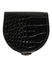 Dolce & Gabbana Black Polished Crocodile Leather Mens Coin Purse Wallet