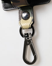 Dolce & Gabbana Multicolor Camouflage Leather Metal Accessory  Airpods Case