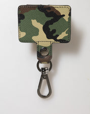 Dolce & Gabbana Multicolor Camouflage Leather Metal Accessory  Airpods Case