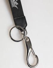 Dolce & Gabbana Black Silver Nylon DG Crown Men's Holder Keychain Keyring
