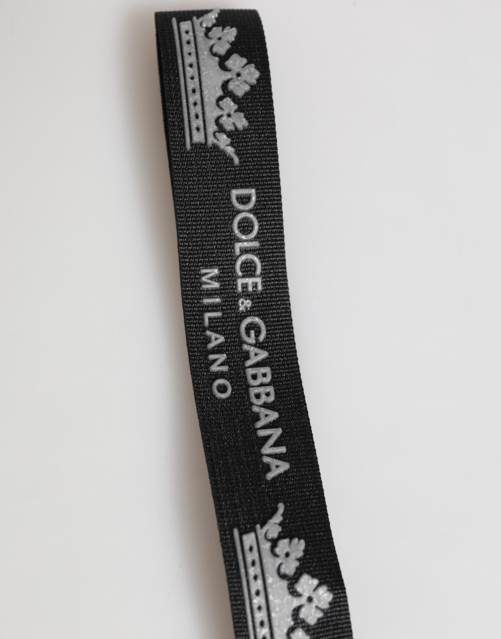 Dolce & Gabbana Black Silver Nylon DG Crown Men's Holder Keychain Keyring