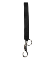 Dolce & Gabbana Black Silver Nylon DG Crown Men's Holder Keychain Keyring