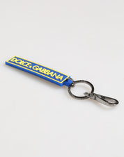 Dolce & Gabbana Blue Yellow DG Rubber Logo Silver Men's Holder Keyring