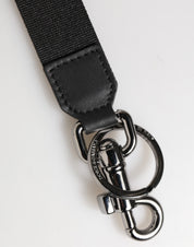 Dolce & Gabbana Black Blue DG Logo Polyester Brass Holder Keychain Keyring