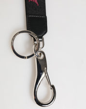 Dolce & Gabbana Black Burgundy Nylon DG Logo Crown Holder Keychain Keyring