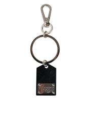 Dolce & Gabbana Black Sint Glass Plaque DG Logo Metal PlateKeychain Keyring