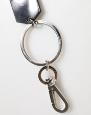 Dolce & Gabbana Black Sint Glass Plaque DG Logo Metal PlateKeychain Keyring