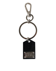 Dolce & Gabbana Black Sint Glass Plaque DG Logo Metal PlateKeychain Keyring