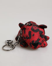 Dolce & Gabbana Red Black Polyester Animal Silhouette Bag Keychain Keyring