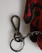 Dolce & Gabbana Red Black Polyester Animal Silhouette Bag Keychain Keyring