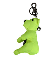 Dolce & Gabbana Neon Green Bear Embroidered Logo Men Keychain Clasp  Keyring