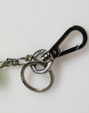 Dolce & Gabbana Neon Green Bear Embroidered Logo Men Keychain Clasp  Keyring
