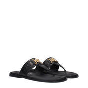 Versace Black Leather Flip-Flop Sandals