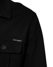 Dolce & Gabbana Black Cotton Denim Stretch Giubbotto Jacket