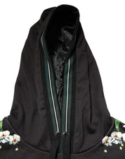 Dolce & Gabbana KING Black Orchid Floral Crown Logo Hoodie Sweater