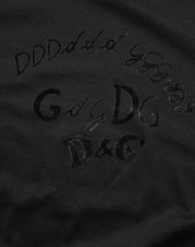 Dolce & Gabbana Black Cotton Velvet Logo Print Men T-shirt