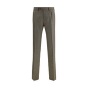 Germano Brown Fleece Wool Casual Pants