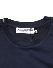 Dolce & Gabbana Dark Blue Cotton DG Logo Print Men’s Top T-shirt