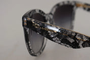 Dolce & Gabbana DG4190 Black Lace Acetate Crystal Round Sunglasses