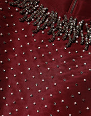 Dolce & Gabbana Burgundy Silk Beaded Evening Gown Dress