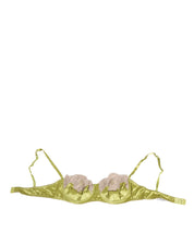 Dolce & Gabbana Lime Green Silk Satin Lace Padded Balconnet Underwear