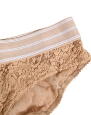 Dolce & Gabbana Beige Lace Brasiliano Briefs Logo Waistband Underwear