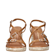 Stuart Weitzman Brown Leather Wedge Sandals