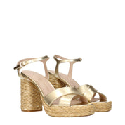 Stuart Weitzman Gold Leather Platform Sandals