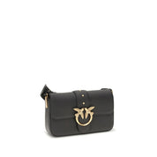 PINKO Black Calf Leather Bos Taurus Shoulder Bag