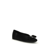 Ferragamo Black Calf Leather Bos Taurus Ballet Flats