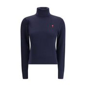 Ami Paris Blue Merino Wool Turtleneck
