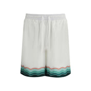 Casablanca White Silk Bermuda Shorts