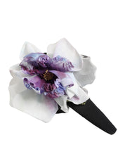 Dolce & Gabbana Black Green Silk Purple White Floral Appliqué Accessory Headband