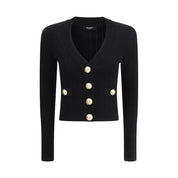 Balmain Black Viscose Cardigan