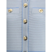 Balmain Light Blue Viscose Cardigan