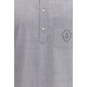 Brunello Cucinelli Gray Fleece Wool Polo Shirt