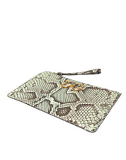Dolce & Gabbana Verde Acqua Exotic Leather Gold DG Logo Clutch Borse Bag