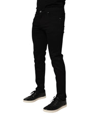 Dolce & Gabbana Black Cotton Blend Skinny Men Trouser Pants
