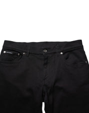 Dolce & Gabbana Black Cotton Blend Skinny Men Trouser Pants