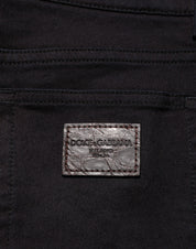 Dolce & Gabbana Black Cotton Blend Skinny Men Trouser Pants