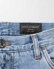 Dolce & Gabbana Blue Distressed Ripped Denim Pants Jeans